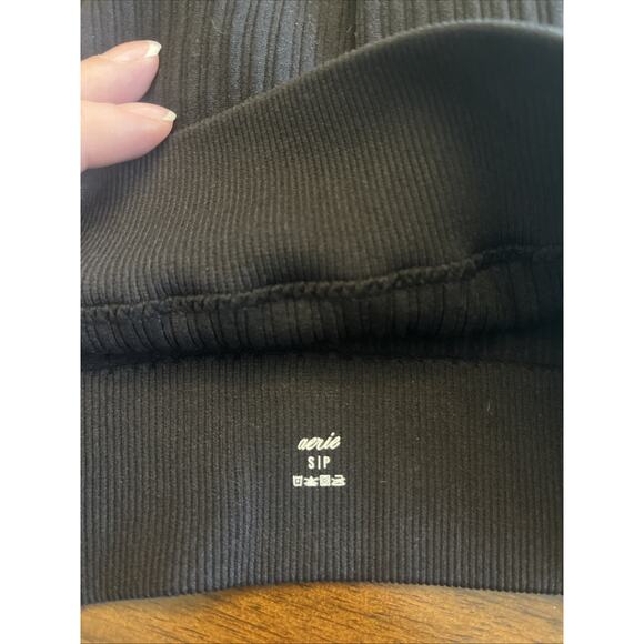 Aerie Ribbed Longline Highneck Padded Black Bralette Wmn Sz S Comfort Athleisure - Picture 3 of 6